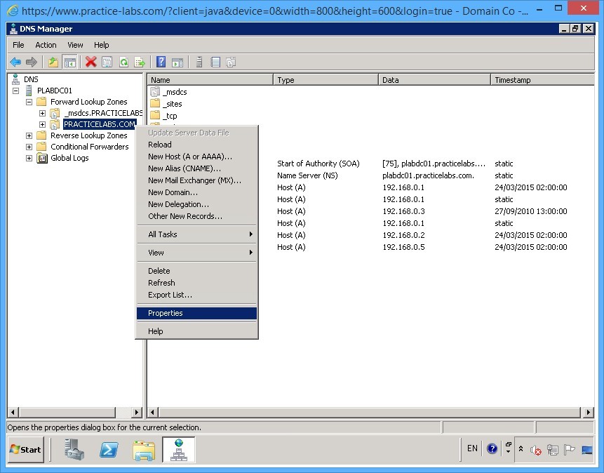 Practice Labs screenshot.